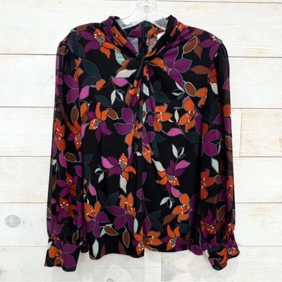 Calvin klein flowy chiffon floral top - Picture 2 of 6